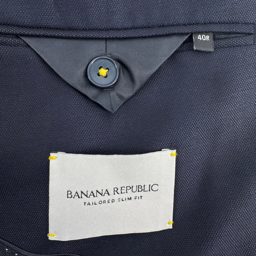 Banana Republic Reda Flexo Blazer Mens 40R Navy Blue Tailored Slim Fit Italian